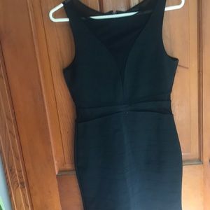 Black bandage dress with illusion detailing